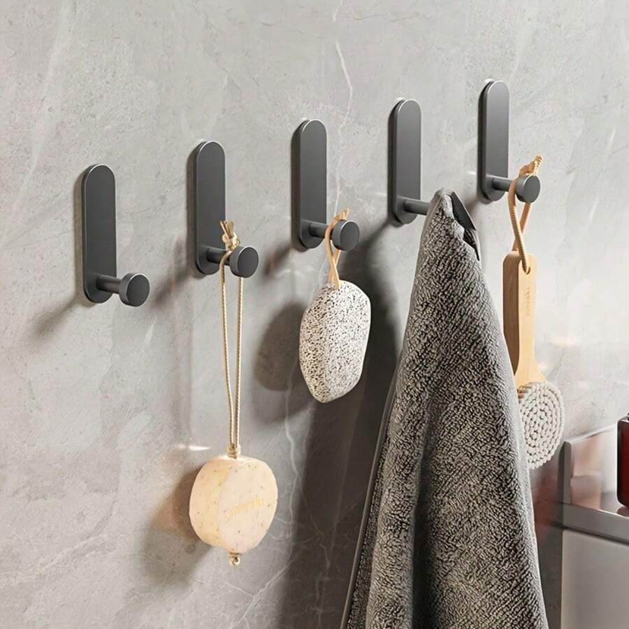 2pcs Heavy Duty Self-Adhesive Metal Wall Hooks - Easy Installation, No Drilling Required Towel Rack, Suitable For Bathroom And Kitchen - Waterproof Storage For Clothes, Hats, Keys, Christmas Decorations