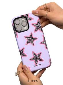 GIIPPA 1 pièce Étui de téléphone avec base violet clair et motif d'étoile imprimé léopard, Étui de téléphone 17 Pro Max, compatible avec Phone 16 Pro Max, 15 Pro Max, 14 Pro Max, Étui de téléphone de style coréen haut de gamme et amusant, compatible avec 11/12/13/14/15/16 Pro Max Plus, Design élégant convenant aux hommes et aux femmes, Cadeau parfait pour la petite amie à Noël, la Saint-Valentin, Pâques, la saison des mariages et l'anniversaire ! - Parme - Voir 3