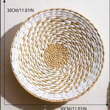 1/4/7/9/10Pcs Bohemian Wall Hanging Basket Decor, Cattail Woven Baskets Wall Decor, Boho Wall Decor, Round Farmhouse Wall Baskets For Rustic Home Kitchen Decor, Multiple Sizes - Multicolor - View 27
