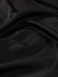 1pc Pure Black Twill Polyester Fabric, Fabric Sold By The Meter - Black - View 10