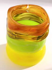1/4pcs Minimalist Versatile Exaggerated Thick Colorful Resin Bangle Bracelet Set, Stackable, Elegant, Suitable For Daily Wear - Multicolor - View 4