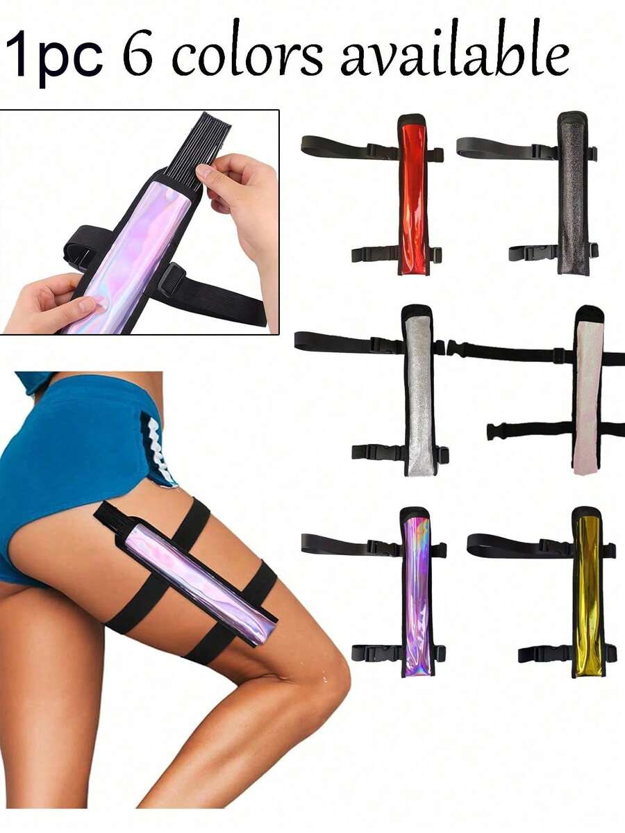 1pc Holographic Handheld Fan Set With Adjustable Shoulder Strap, Fan Storage Pouch, Suitable For Party Use, Fashionable Women's Party Accessory, Reflective Colorful Design, Perfect For Christmas, Holidays And Chinese Martial Arts Events, Also As Fan Storage Pouch And Leg Sleeve, Ideal Accessory For Concerts And Holiday Parties