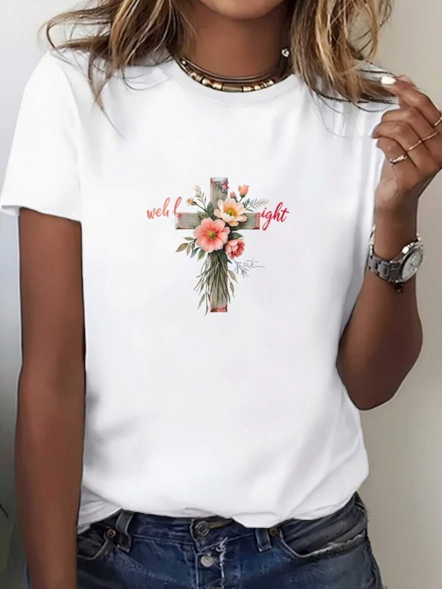Well-Behaved Women Rarely Make History. Women's T-Shirt With A Graphic Of The Cross Of Jesus Christ, Christmas Gift Idea, Family Gathering, Lightweight And Comfortable T-Shirt. - 黑 - 查看 1