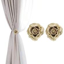 - Alzapaos para cortina de flores de rosa, 2 clips de lazo para cortina artificial, hebillas modernas para cortinas de ventana, clips decorativos para el hogar, habitacin, oficina, verde - Verde hierba - Ver 1