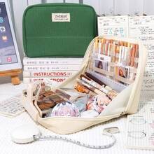 90° Multi-Layer Pencil Case, Student Stationery Organizer, Large Capacity, Sorted And Organized. - 墨綠色 - 查看 6