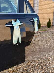 4pcs Wedding Car Decoration Bows, Rhinestone Satin Bows, Wedding Car Decoration Set - View 6