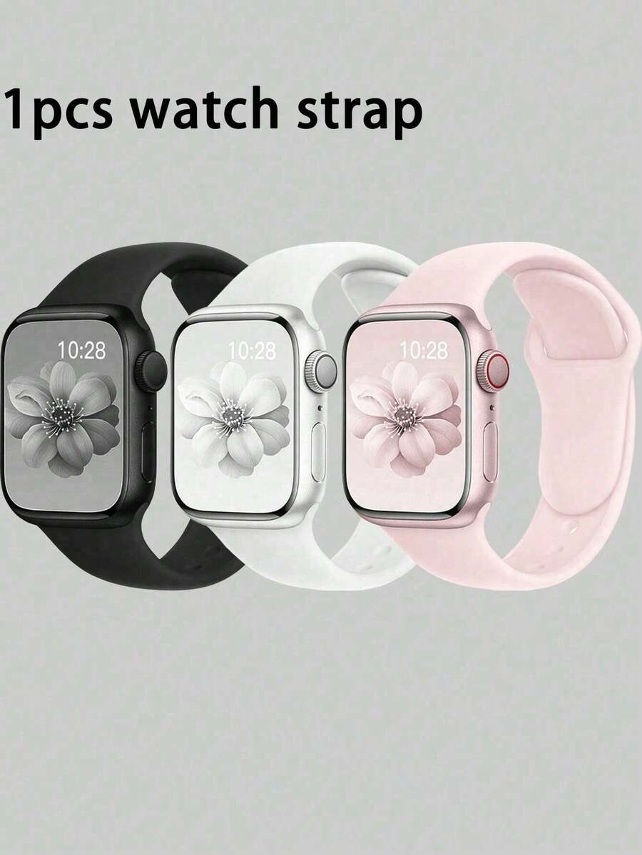 1pc Soft Waterproof Silicone Sport Hidden Clasp Watch Band, Compatible With Series Ultra/10/9/8/7/6/SE/5/4/3, Fashionable & Comfortable, Easy To Replace, Suitable For Men And Women - Multicolor - View 1