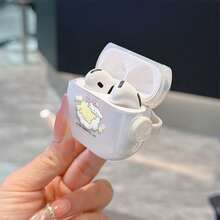 Sanrio Cinnamoroll & Pom Pom Purin AirPods Case Cute Transparent Shockproof Shell With Rotating Bracket Compatible With AirPods 1/2/3/4 And Pro/Pro 2 Nd Generation Suitable For New AirPods Pro 3 Stocking Stuffers The Girlfriend. - Sil - View 3
