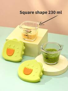 1pc/Glass Baby Food Container/Dinosaur Theme Baby Food Container/Newborn Essential/Fruit Container/Built-In Sealed Lid/Material: High Borosilicate Glass+Silicone - Multicolor - View 2