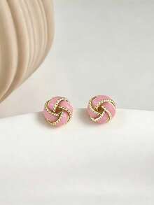 3 Pairs Niche Vintage Personalized Versatile Premium Exquisite Cute Sweet Unique Geometric Twist Set Earrings Studs Ear Jewelry Suitable For Women Daily Commute Date Banquet Vacation Wear - Multicolor - View 5