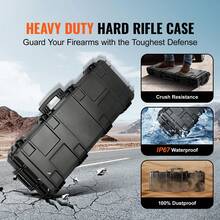 Hard Rifle Case, 3-Layer Fully Protective Foam Rifle Case, 42-Inch Lockable Hard Gun Case With Wheels, IP67 Waterproof And Weatherproof - Black - View 2