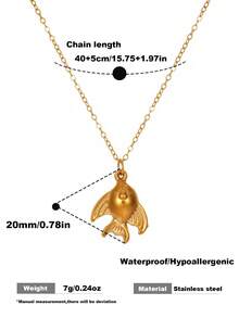 1pc Women's Fashion Daily Wear Gold Flying Fish Pattern Necklace - Gold - View 3