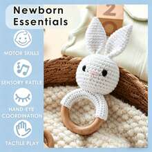 Handmade Crochet Rattle, Baby Rattle Toy, Attract Baby's Attention, Infant Parent-Child Interaction Toy, Built-In Bell, 3D Cute, Rich Details, Newborn Commemorative Gift, Easter Gift, Halloween Gift - Multicolor - View 8
