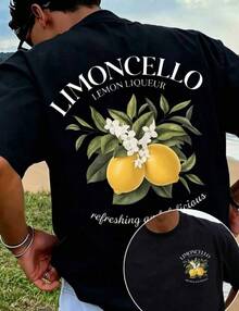ChristmasManfinity Dauomo Camisa Casual de Manga Corta Blanca con Patrón de Limón y Patrón de Letras para Hombre, Adecuada para Verano, Vacaciones, Artículo Popular - Negro 3 - Ver 14