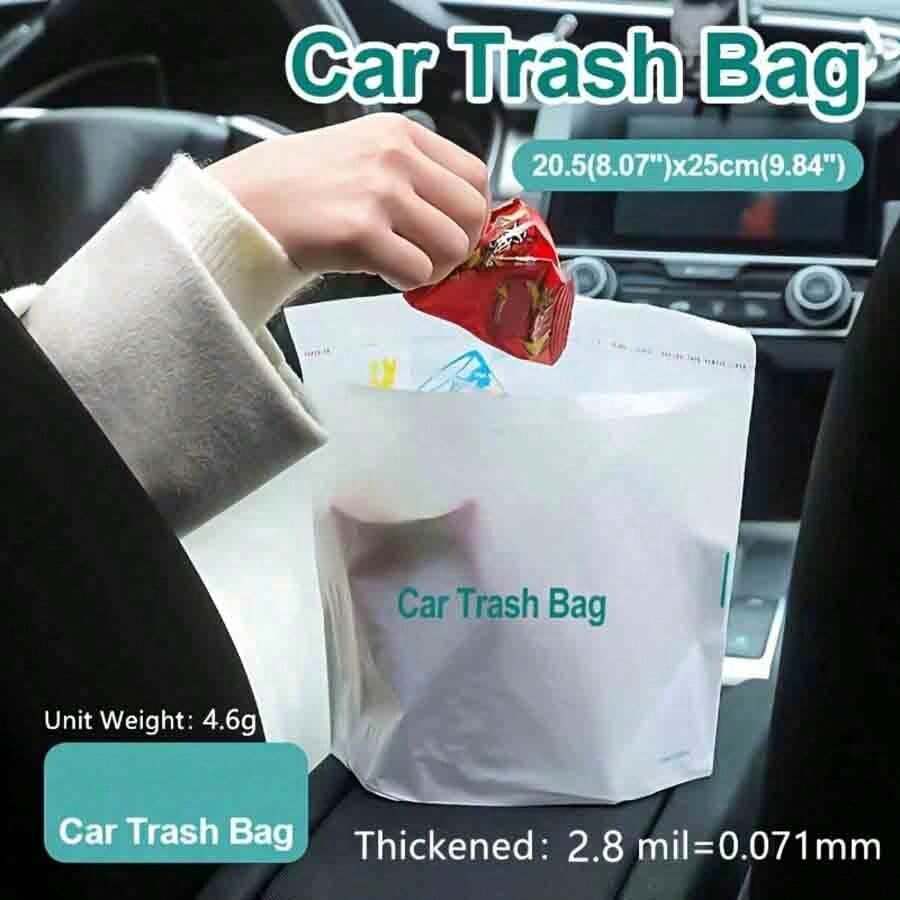 10/100入拋棄式垃圾袋，適用於車用、廚房、嘔吐袋，尺寸 20.5cm X 24.99cm。加厚升級版，耐用。適用於各種環境，如車內、廚房、臥室、書房、旅行、露營及辦公室。