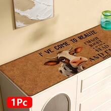 1pc, Home Decor, Funny Cow Pattern Print, Linen Kitchen Rug, Kitchen Mat, Floor Mat, Bathroom Mat, Door Mat, 3D Print Rectangular, Suitable For Living Room, Bedroom, Hallway, Bathroom, Laundry Room - Polyester Rug, Suitable For Indoor And Outdoor Home Decor - Multicolor - View 13
