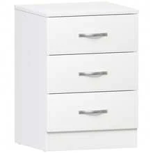 Home Discount Vida Designs Riano 3 Drawer Bedside Chest Cabinet Table Nightstand Bedroom Furniture Silver Handles Display Storage Unit - White - White - View 10