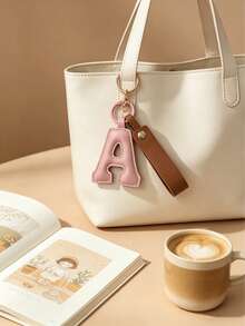 1PC PU Leather Letter A Keychain, DIY Alphabet Pendant, Bag Luggage Tag, Minimalist Key Ring, Personalized Charm, Gift For Women - Multicolor - View 7