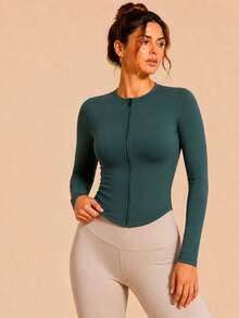 Slim Fit Slim Sweatshirt Design With Dry Fit Technology That Delivers Coolness And Style - Verde Esmeralda - 查看 4
