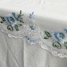 2碼白色網紗粉色/藍色花卉刺繡蕾絲飾邊，裙擺延伸配件，洋裝領口DIY裝飾材料 - 蕾絲刺繡蕾絲 - 查看 6