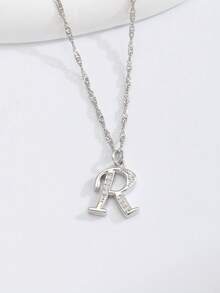 1 dây chuyền mặt chữ cái A-Z đính đá Cubic Zirconia bạc phong cách Y2K tối giản cho nữ và bé gái, dây xích xương quai xanh thanh mảnh lấp lánh, trang sức đeo hàng ngày làm quà tặng - Bạc - Xem 4