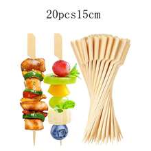 400/300/200/100/50/20pcs Appetizer Bamboo Skewers, Long Cocktail Picks, Fancy Appetizer Toothpicks, Flat Paddle Wooden Food Sticks, For Party Drinks, Fruit, BBQ, Charcuterie Board Accessories - Apricot - View 8