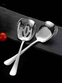 1pc Stainless Steel Serving Spoon, Thickened Long Handle, High-End Exquisite Serving Strainer Spoon For Kids And Home Use - View 6