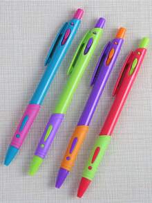8/6/4/1pc Retractable Ballpoint Pens, 0.7mm Blue Oil-Based Ink, High Color Contrast Fashion Design, Suitable For Elementary School Students Note-Taking, Vintage Office Supplies, Multi-Function Pens - Multicolor - View 3