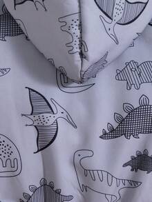 Baby Boy Casual Outdoor Fashion Printed Dinosaur Pattern Zipper Long Sleeve Hooded Fleece Jacket Coat Top Autumn/Winter - Grey - View 5