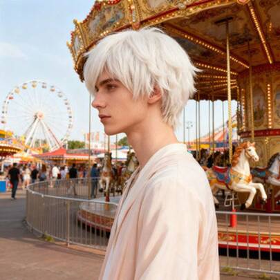 Men Full Wig, White Flip-Up Short Hair Cosplay, Stylish Raised Hairstyle, Soft Synthetic Fiber Secure Fit Easy Grooming, Daily Wear Themed Parties, Friends & Family, Thanksgiving Holiday Present Wigs Cosplay Wigs Halloween Costume Wigs