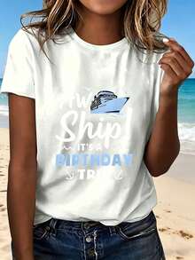 Birthday Cruise T Shirt With Ship Design And Fun Text For Beach Vacation Celebration Perfect Gift For Travel Lovers And Birthday Party Wear Casual Outfit Choice - Blanco - Ver 12