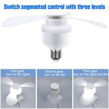 20W LED 靜音吸頂扇燈 附遙控器 E27/E26 燈泡 內嵌式 3 種模式 85V-265V 適用於居家 客廳 臥室 書房 宿舍 桌上 雙層床 辦公室照明 夏季露營帳篷 涼爽小風扇 低噪音 靜音無刷馬達 15W - LED Fan light - 查看 3