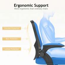 Ergonomic Mesh Office Chair With Flip Armrests And Lumbar Support - Blue - View 5