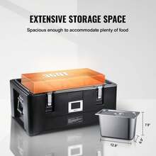 Insulated Food Carrier, 36-Quart Capacity, Stackable Catering Hot Box With 3 Stainless Steel Pans, Top-Loading LLDPE Food Warmer With Side Handles - 36 cuartos - 查看 4
