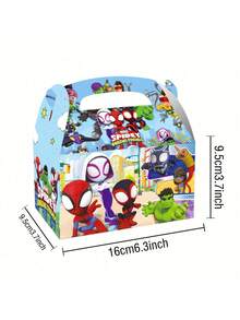 12pcs And His Amazing Friends Themed Candy Boxes, Mixed Cartoon Character Print, Paper Gift Boxes With Handles, Suitable For Cake Decoration And Tabletop Decor, Perfect Gift For Fans Series (Random Styles) - Multicolor - View 6