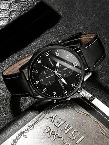 5/1pc, Fashionable Minimalist Teen Business Round Pointer Display Sports Watch With Business Wallet + Bracelet + Ring + Necklace, Suitable For Wearing At Gatherings, Parties, Office, Various Holidays To Tell Time, Also Ideal As The Best Gift Choice For Back To School Season, Birthdays, Easter, Etc. - Multicolor - View 4