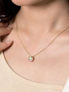 XUJIA 1 Stück 925er Sterlingsilber Moissanit Halskette, rundes Bubble-Design, 1,02 CTTW D VVS1 Klarheit, verstellbare Kette, perfekt für den Alltag & besondere Anlässe - PMO-156 - Übersicht 3