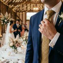 Set Of 3 Light Gray Ties For Groomsmen, Weddings, And Events - Golden Yellow - View 8