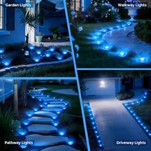 loyyz Luces Solares para Caminos, 40LED/30LED/20LED/10LED Luz Exterior Hacia Arriba Luz Lateral, Encendido/Apagado Automático, Luces Solares de Suelo Luces de Pasillo Ideales Para Patios, Céspedes, Pasillos, Patios Interiores - Azul - Ver 3