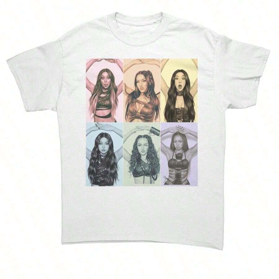 Playera para mujer 100% algodón, cuello redondo, estampado arte Kandinsky "Círculos Concéntricos", estilo artístico casual, cómoda para diario y primavera-verano. - Blanco 5 - Ver 1