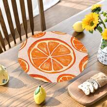 1/2/4/6/8/300 Pieces Of Luxury Fruit Series Placemat Set, Printed With Fresh Lemon Slice Pattern. Machine Washable Polyester Material, Anti Fouling, Waterproof, And Easy To Clean. Suitable For Parties And Kitchen Decoration. - Multicolor - View 13
