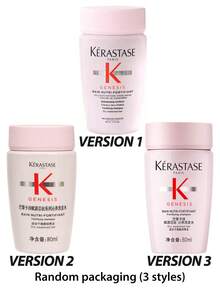 卡诗 (Kérastase) [迷你装] Genesis 滋养强韧洗发露，80毫升。这款强韧洗发露适合中性至干性、脆弱易断发质，尤其适合因梳理而容易断裂的头发。它能深层滋养脆弱易断的头发。 - 粉色 - 查看 3