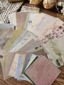 1 Pack 60 Sheets Vintage Botanical Floral English Decorative Collage Scrapbooking Paper DIY Memo Note Paper School Supplies - BQ897 - View 1
