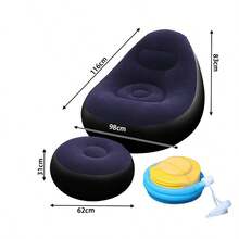 Silla inflable con reposapiés, sofá inflable con superficie aterciopelada para adultos, silla cojín de aire inflable cómoda, sofá inflable portátil impermeable, sofá inflable para camping - silla - Ver 11