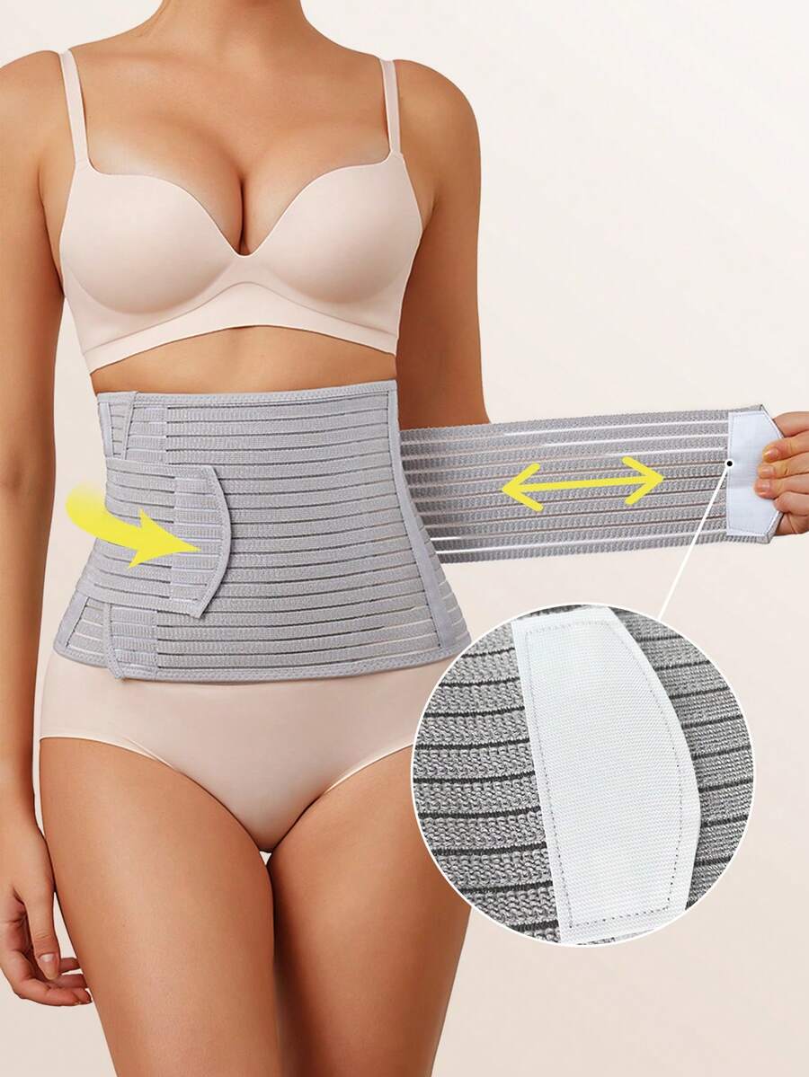Korset Pelangsing Pinggang Elastis Bernapas untuk Wanita - Sabuk Pengontrol Perut & Pakaian Pembentuk Tubuh yang Menopang - Light Grey - View 1