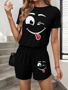 Women's Grimace Face Graphic Print Casual Shorts Ideal Spring Summer Bottoms For Work Date Vacation Commute Daily Outfits - 短褲 - 查看 1