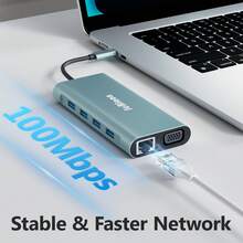 USB C Hub 11-In-1, Multiport Adapter With 4K HDTV, VGA, 100W PD, RJ45, USB 3.0, SD/TF Slot, Audio Jack – Plug And Play For Laptop Tablet - View 5