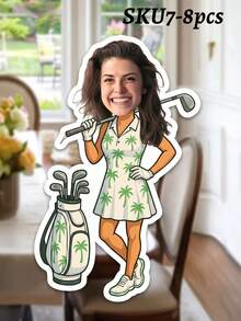6/7/8/12/14/16/18/21/24 pièces Banderoles de fête thème golf personnalisées avec photo, Banderole photo de visage personnalisée, Plusieurs styles disponibles, Fournitures pour fête de golf et anniversaire, Parfait pour la sortie de golf/fête d'anniversaire des femmes, Décoration parfaite pour les passionnés de golf - Multicolore - Voir 29
