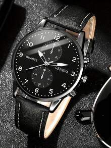 5/1pc, Fashionable Minimalist Teen Business Round Pointer Display Sports Watch With Business Wallet + Bracelet + Ring + Necklace, Suitable For Wearing At Gatherings, Parties, Office, Various Holidays To Tell Time, Also Ideal As The Best Gift Choice For Back To School Season, Birthdays, Easter, Etc. - Multicolor - View 6