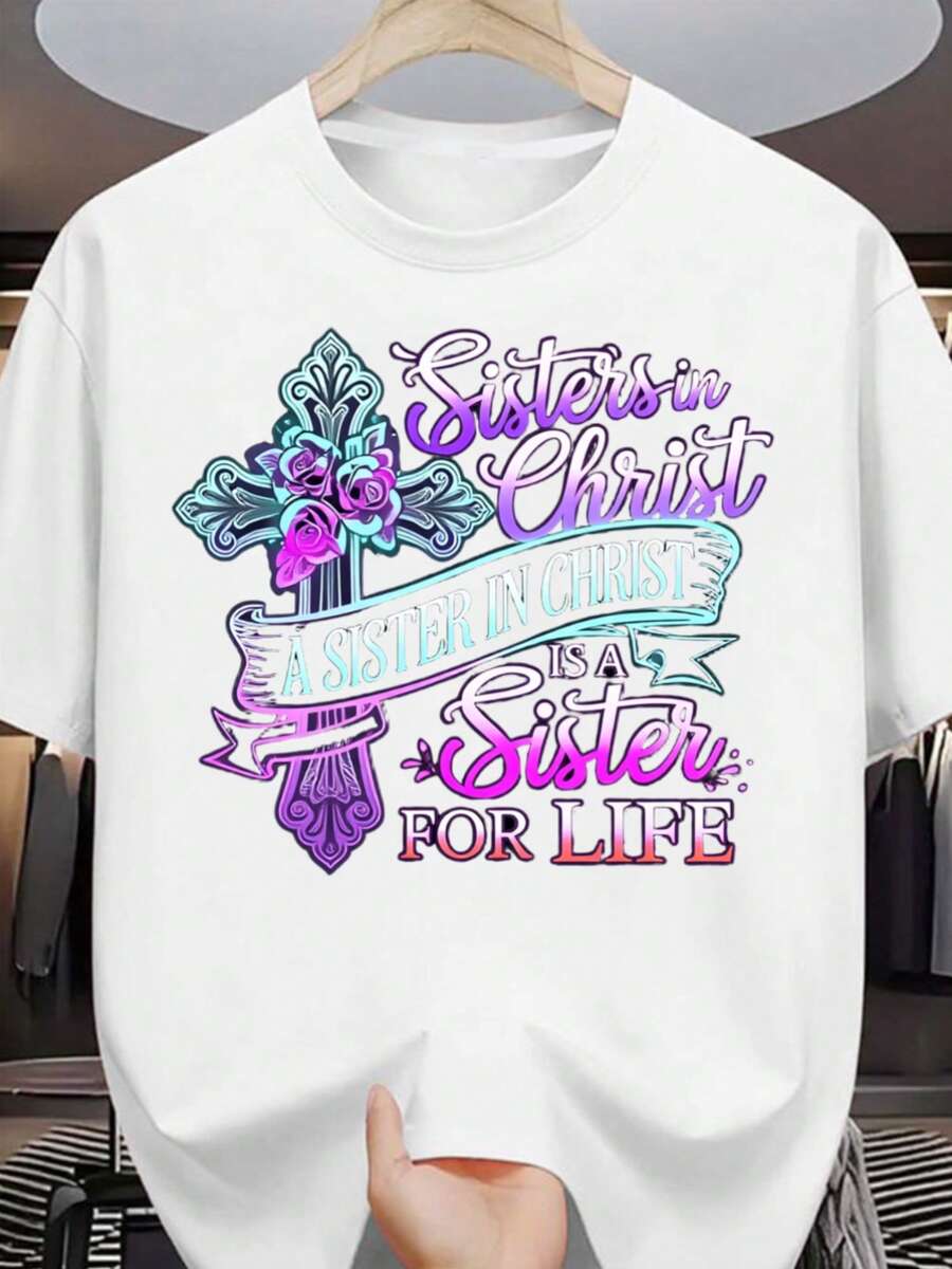 Camiseta de Fe Cristiana para Hombres y Mujeres, Hermanos en Cristo, con Estampado de Verso y Cruz, Corte Cómodo, Cuello Redondo, Ultra Suave, Transpirable, Absorbe la Humedad, Camiseta Casu - negro - Ver 1